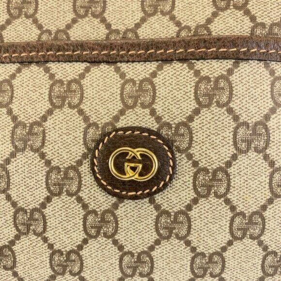 Authentic Gucci XL Travel Tote Supreme Web Canvas Boston Bag Duffle Sherry Purse - Picture 7 of 12